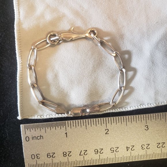 Sterling Dolphin Bracelet Chain Link Anklet Small - Picture 5 of 6